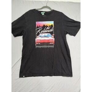 y2k LRG Lifted Research, red car graphic black ss tee, men's large t-shirt